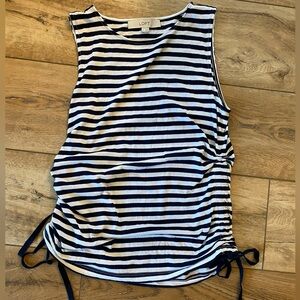 LOFT Black and White Striped Tank Top